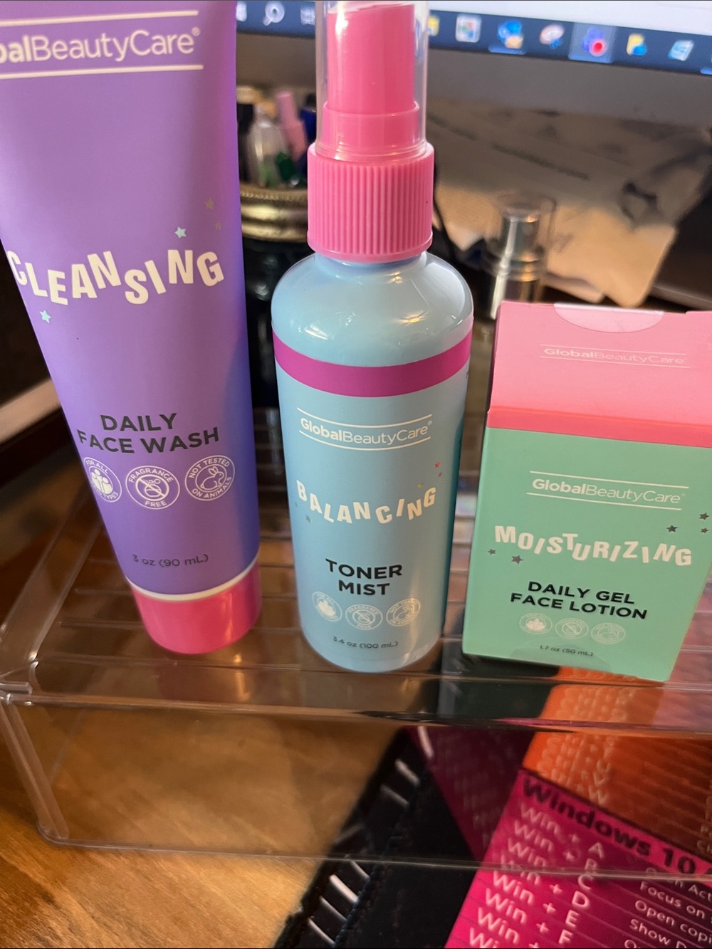GlobalBeautyCare Balancing Toner Mist - Blue with Pink Accents